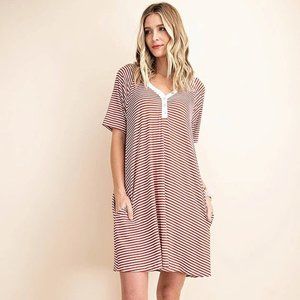 Red and white striped dress